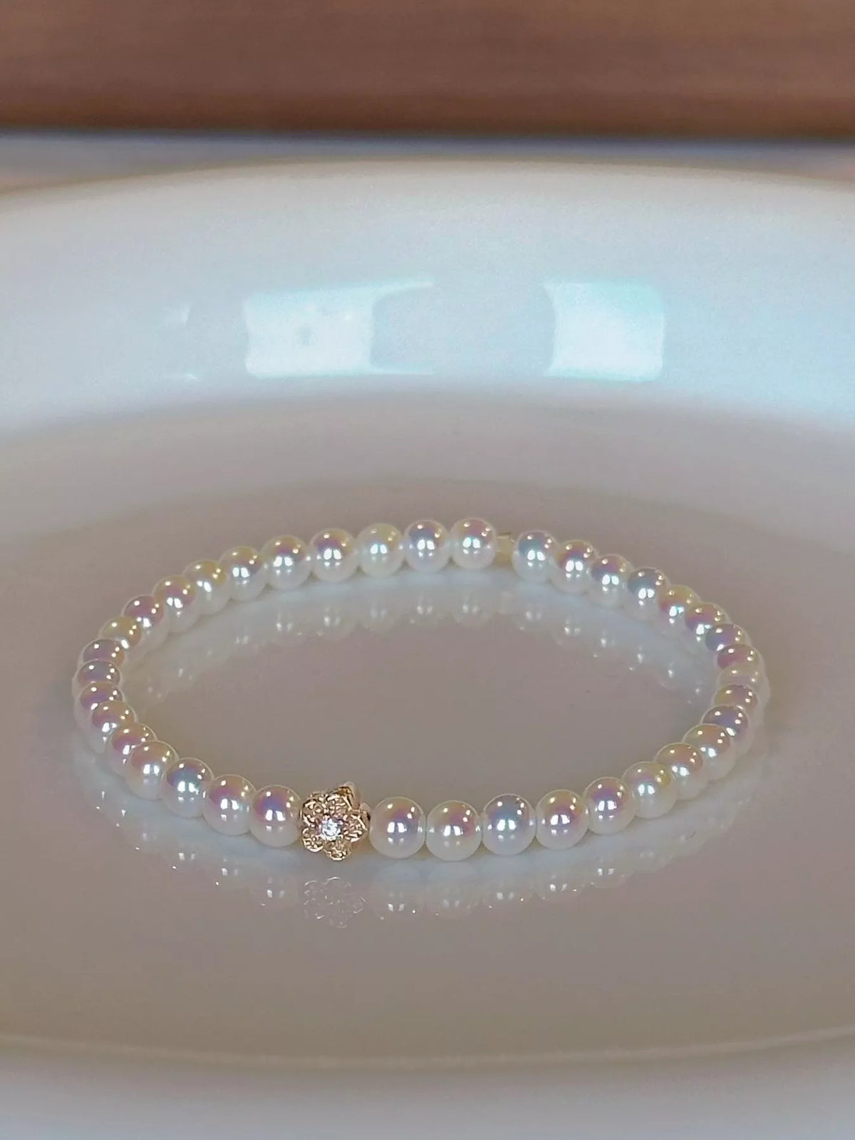 Pearl Bracelet with Floral Accent - alternate jewelry view