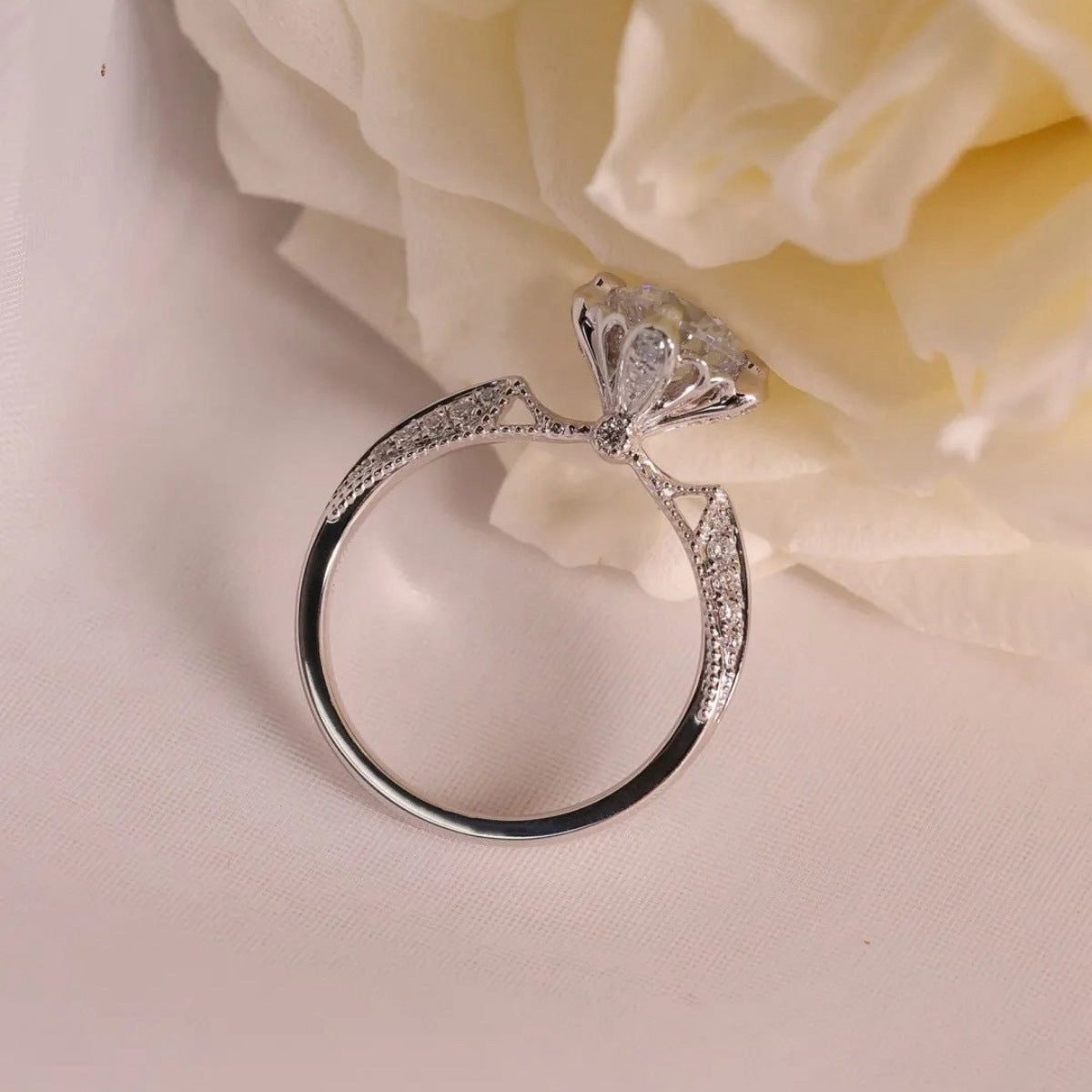 1 Carat Moissanite Sterling Silver Ring in Silver - women's ring