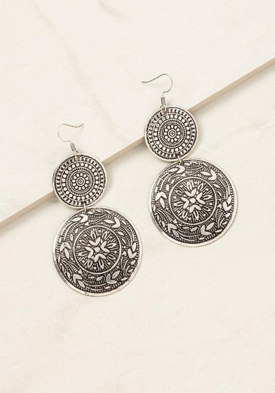 Double Disc Drop Earrings