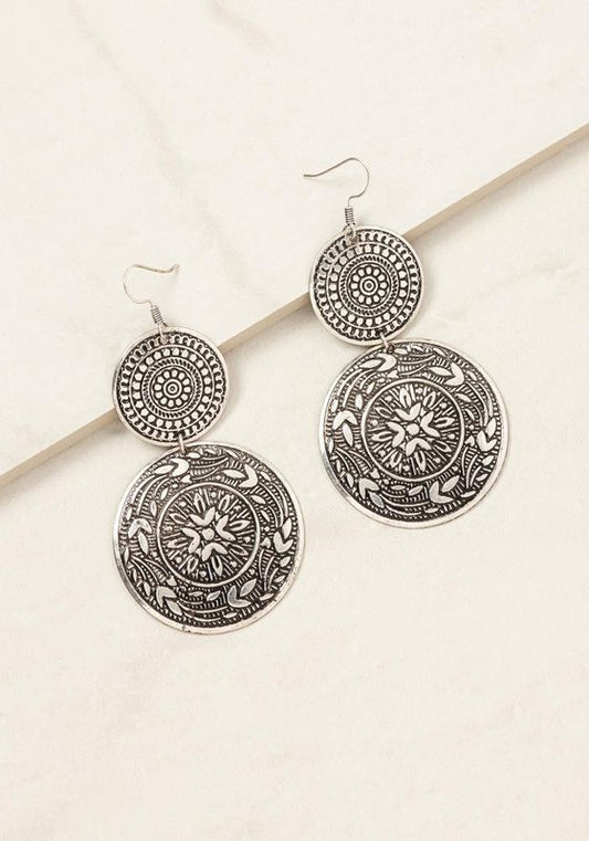 Double Disc Drop Earrings