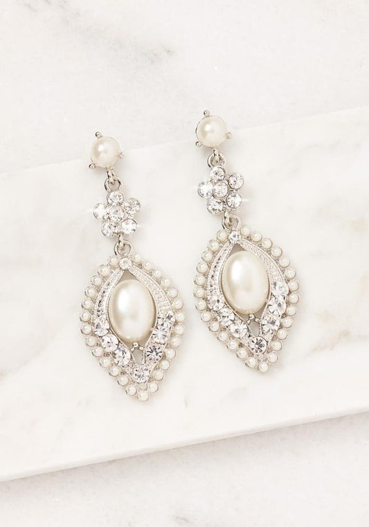 Pearl & Rhinestone Drop Earrings