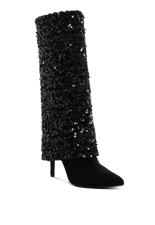 Sequinned Fold-Over Boots