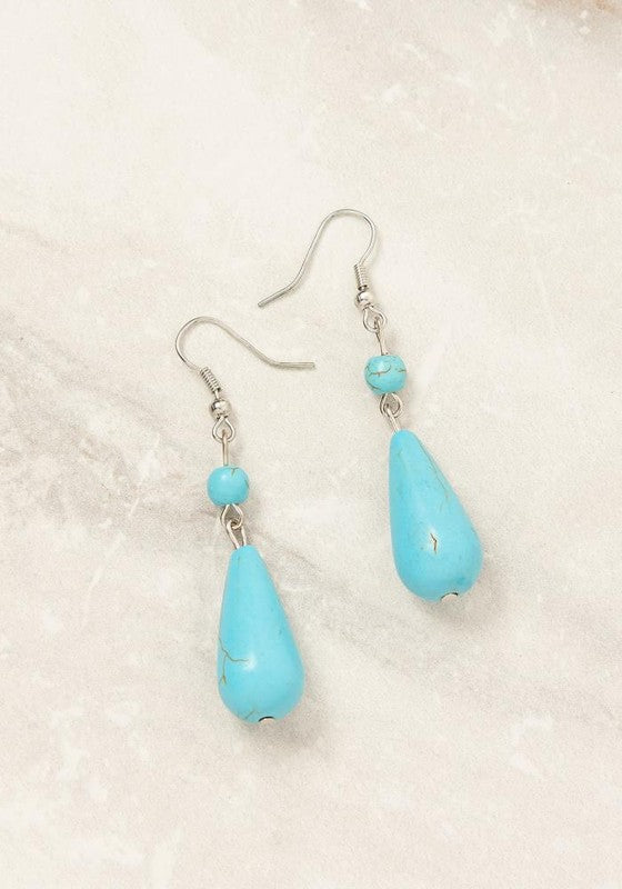 Marble Dangling Teardrop Earrings