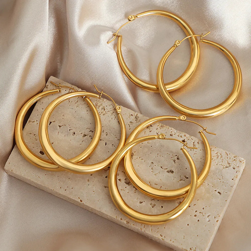 18K Gold-Plated Hoop Earrings - alternate earring view