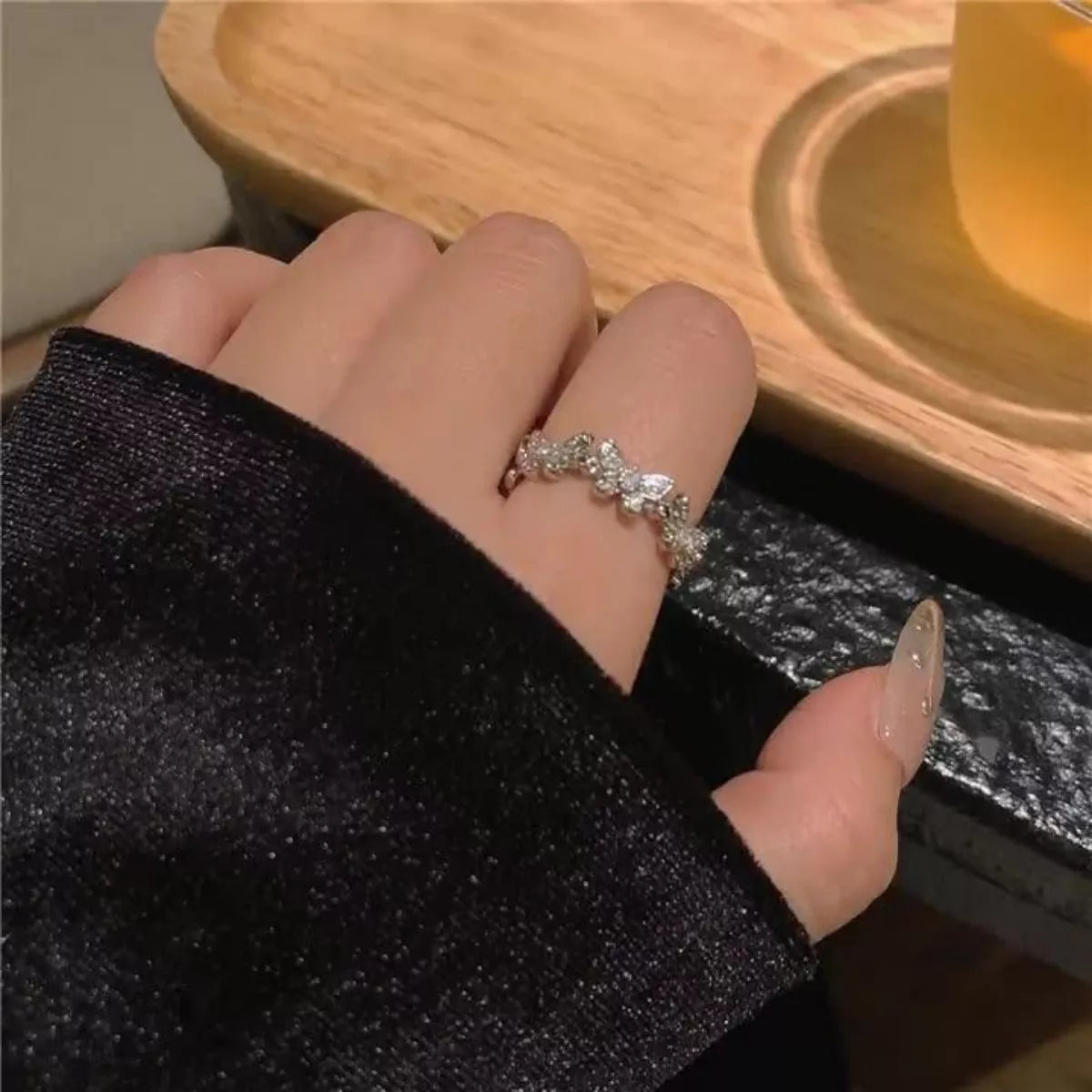 Sterling Silver Butterfly Open Ring in Silver - women's open ring