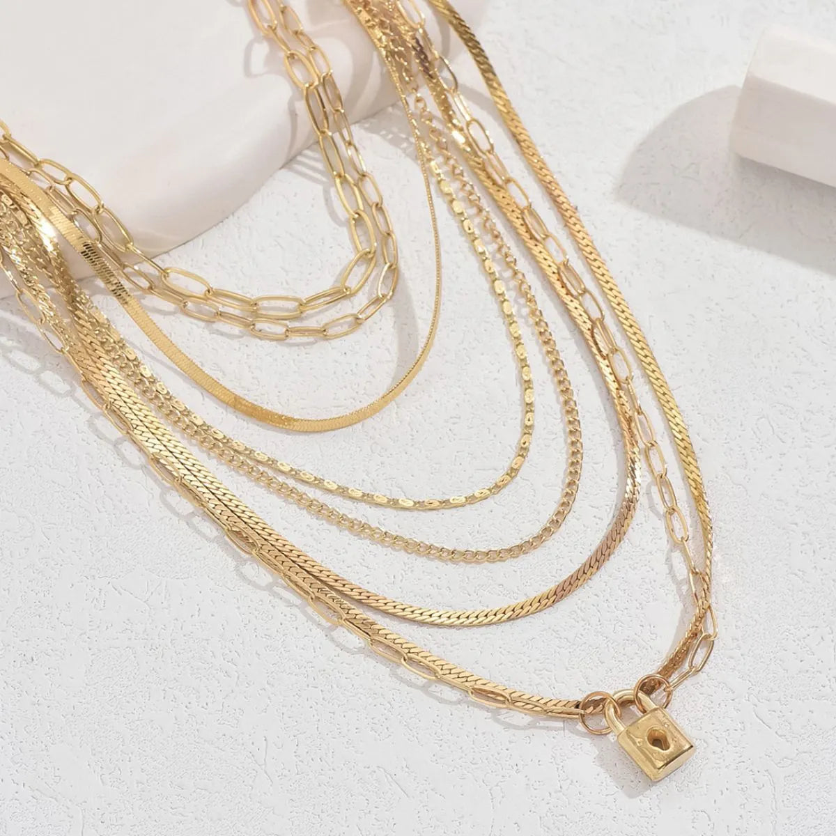 18K Gold-Plated Stainless Steel Multi-Layer Necklace - alternate necklace view