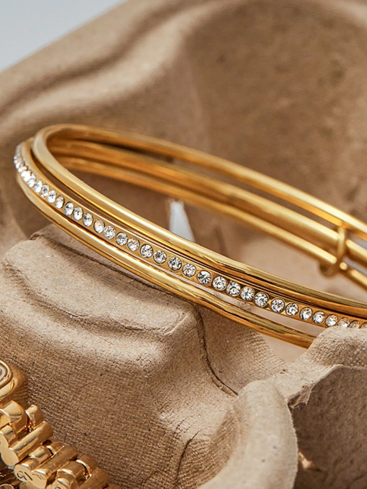 18K Gold-Plated Crossover Inlaid Zircon Bracelet - alternate jewelry view