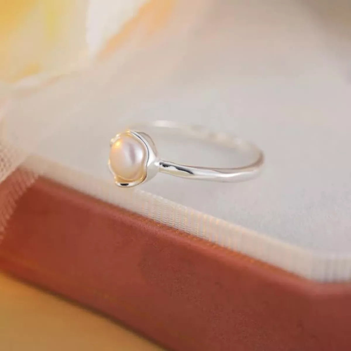 Freshwater Pearl Sterling Silver Open Ring - alternate ring view