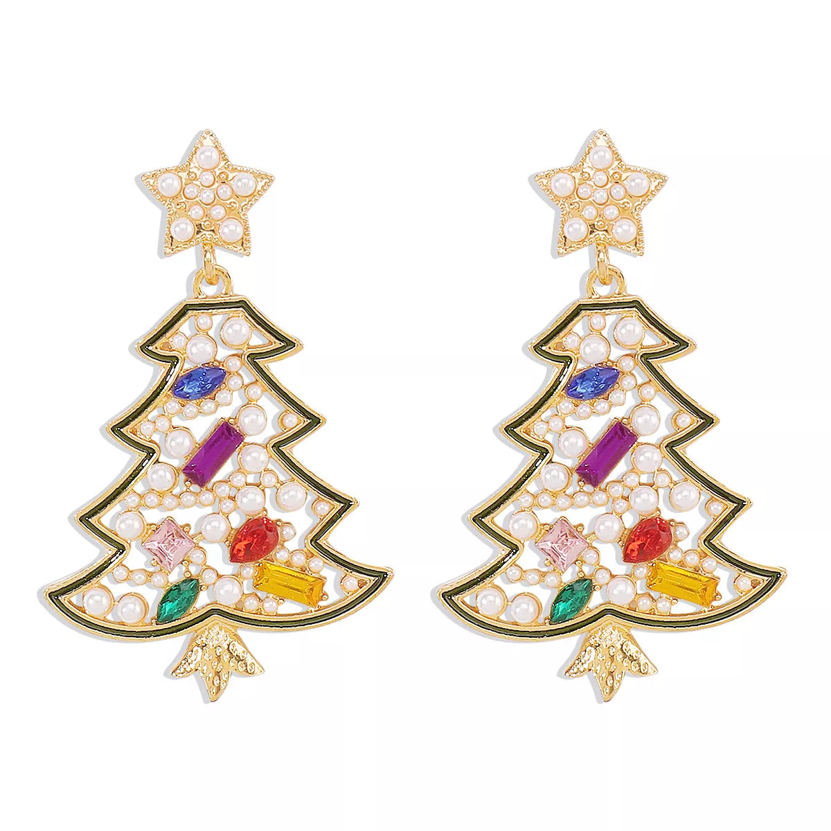 Christmas Tree Dangle Earrings - alternate earring view