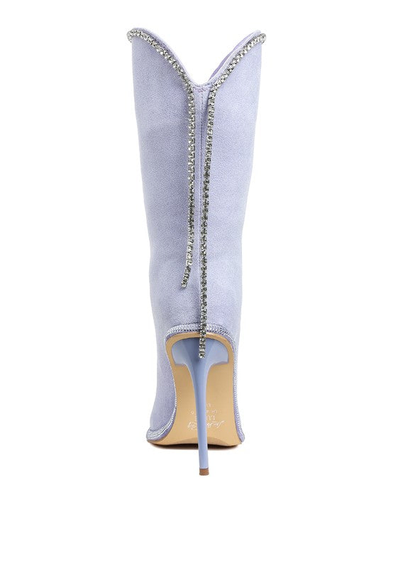 Diamante Chain Calf Boots