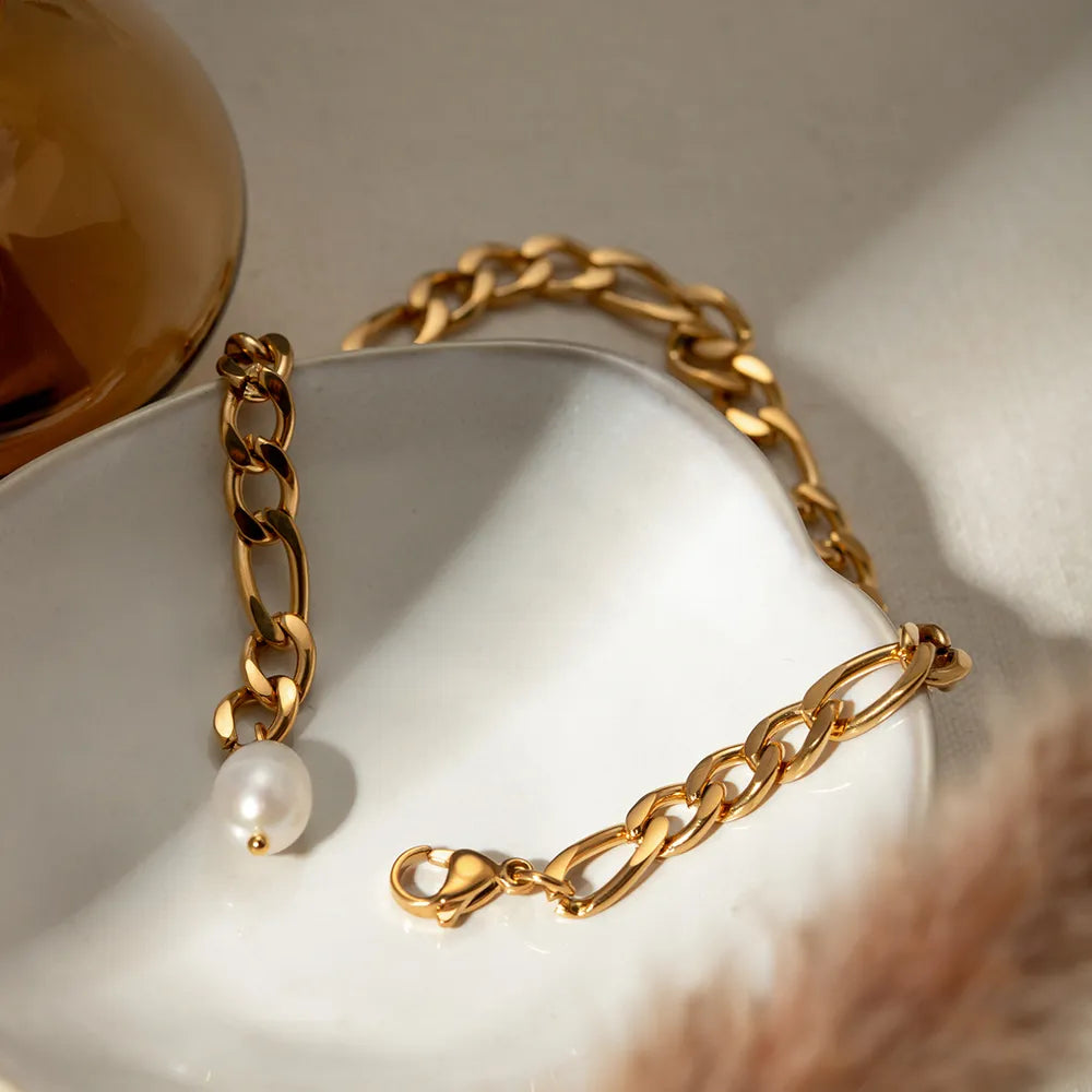 Stainless Steel Chain Pearl Anklet Bracelet - alternate jewelry view