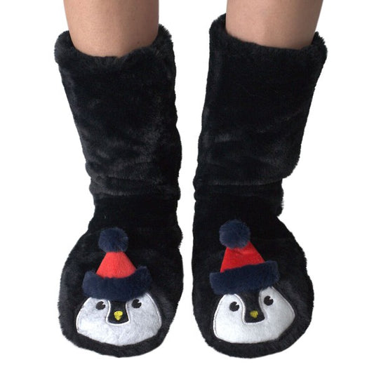 Up your comfort game with our Penguin House Sherpa Slipper Socks. Fully lined with soft and fluffy Sherpa, these socks will keep your feet cozy and warm. The non-skid bottom ensures safe movement without slipping. Treat yourself to ultimate comfort and warmth! Fits US Adult Shoe Size 5-10. Free shipping on all orders. Shop now!