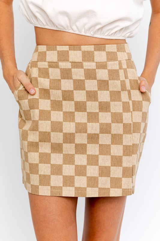 Checker Print Skirt