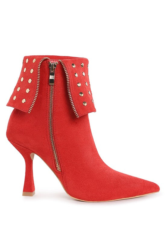 Stud Foldover Ankle Boots