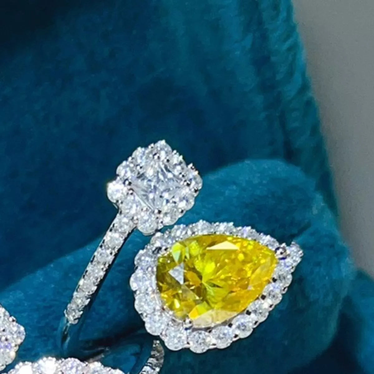 2 Carat Moissanite Sterling Silver Bypass Ring in Yellow - women's ring