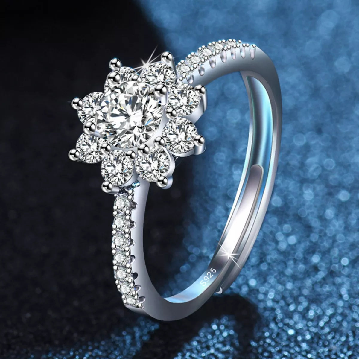 1 Carat Moissanite Sterling Silver Ring in Silver - women's ring