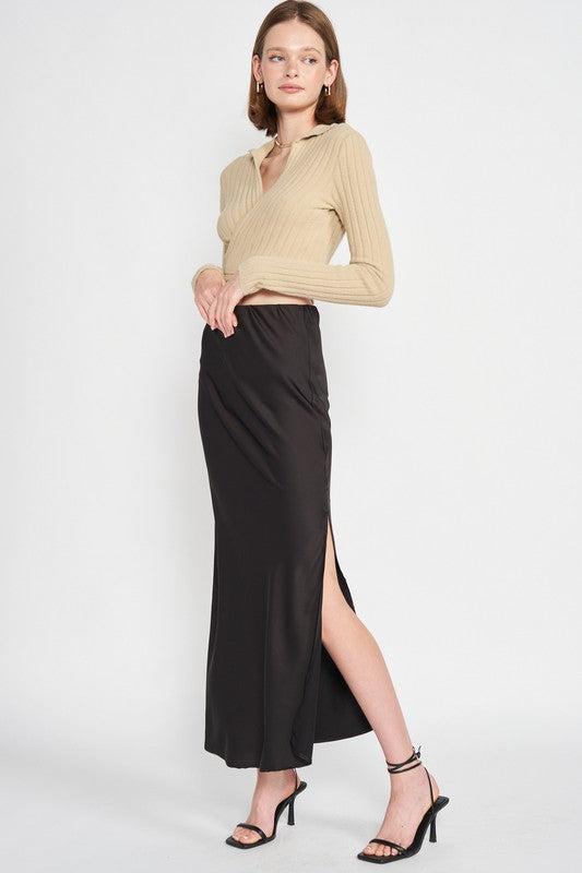 Ribbed Knit Wrap Top