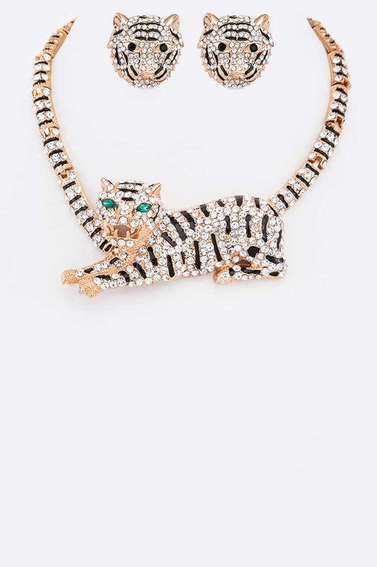 Crystal Tiger Necklace Set