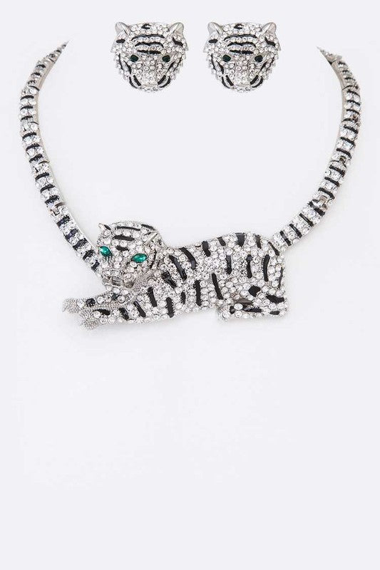 Crystal Tiger Necklace Set