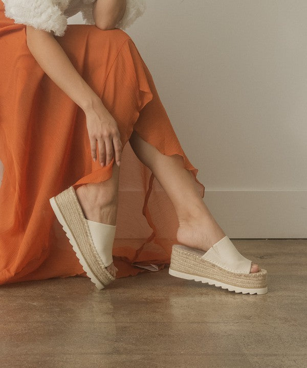 Jute Espadrille Platform Slide Sandals