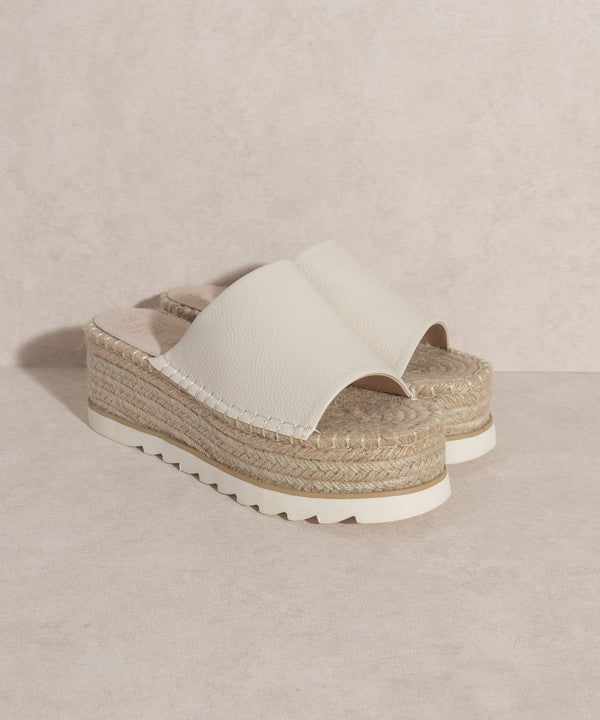 Jute Espadrille Platform Slide Sandals