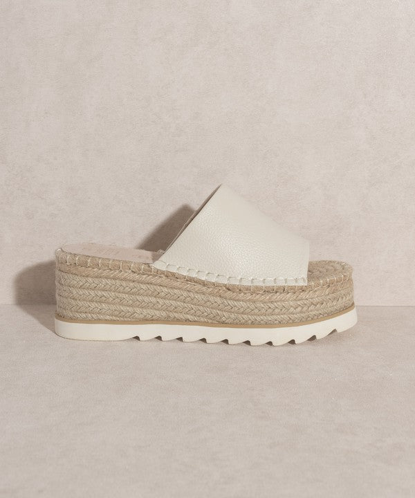 Jute Espadrille Platform Slide Sandals