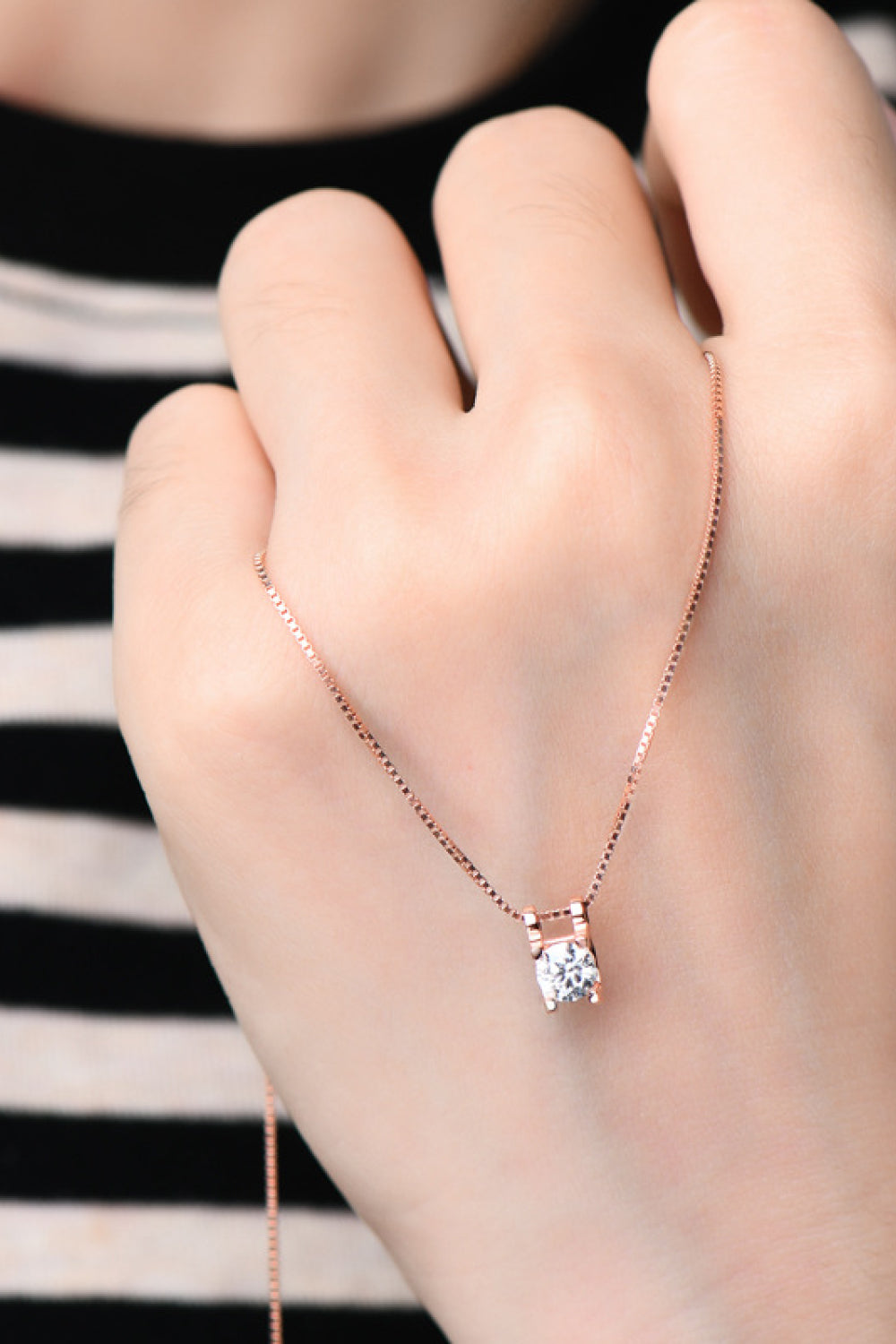 Moissanite Sterling Silver Necklace - alternate necklace view