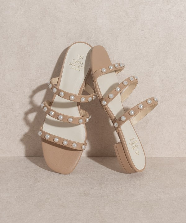 Pearl Embellish Flat Sandals