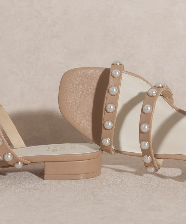 Pearl Embellish Flat Sandals