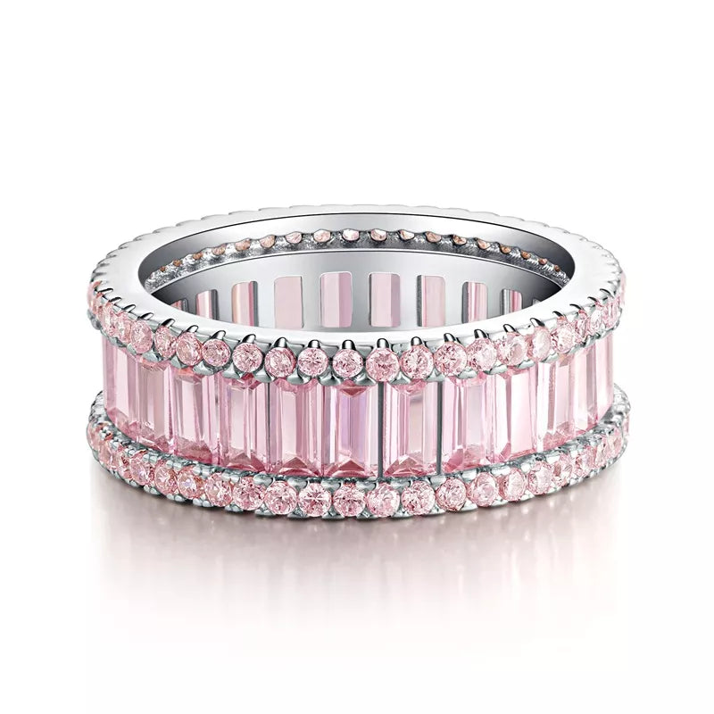 Sterling Silver Zircon Ring in Blush Pink - women's ring