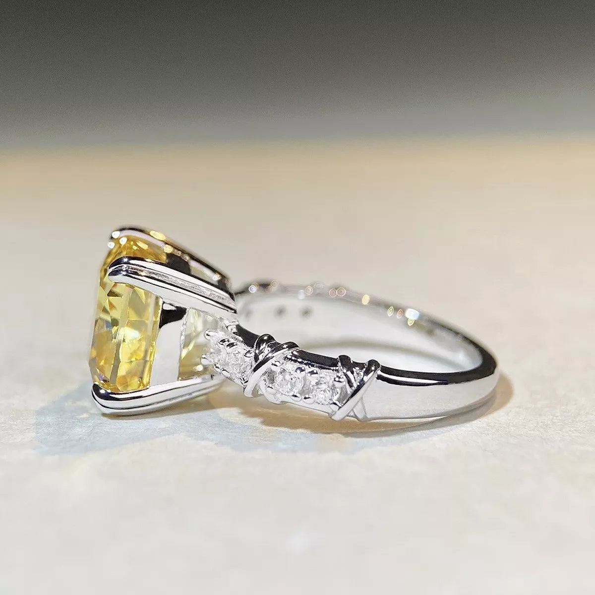 Sterling Silver Zircon Geometric Ring - alternate ring view