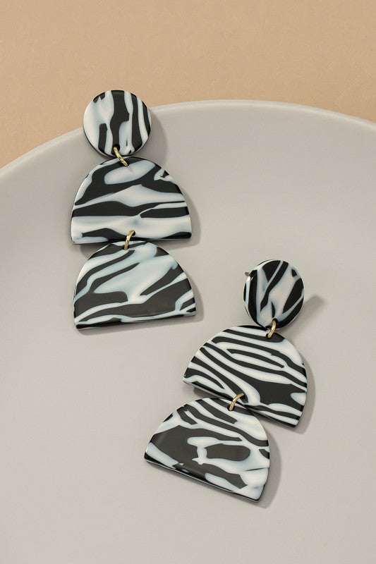 Three Geo Drop Earrings