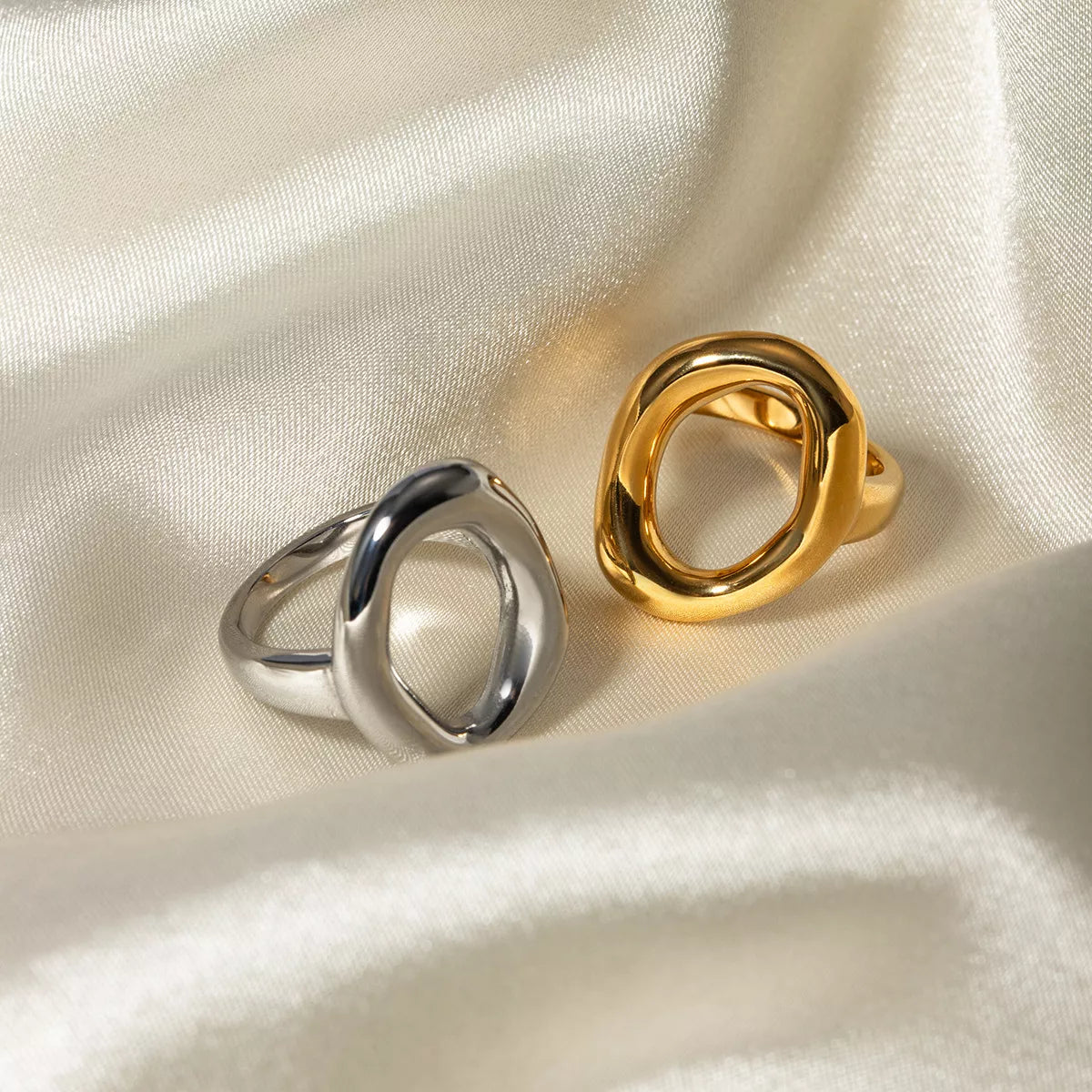 Modern Hollow Oval Ring in Gold - women's ring