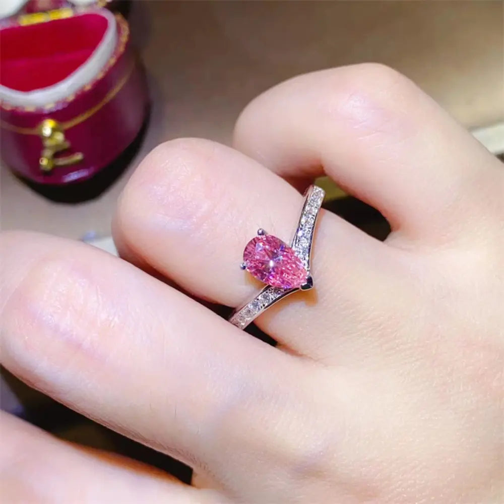 1 Carat Moissanite Sterling Silver Ring in Silver - women's ring