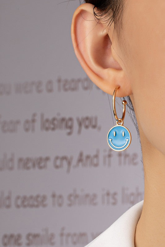 Smiley Face Hoop Earrings