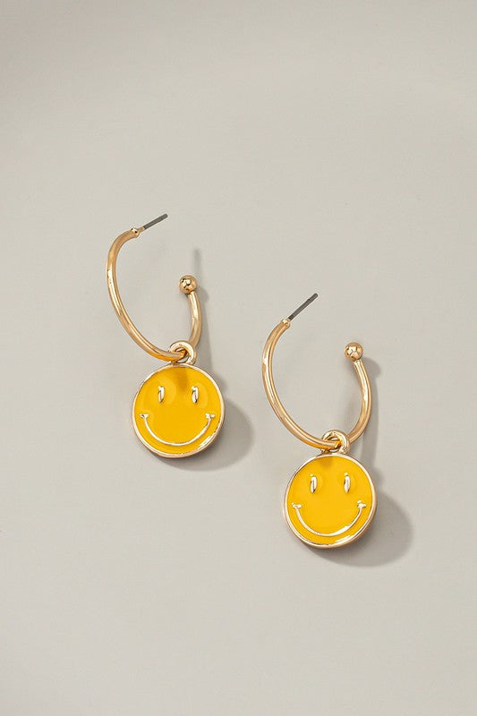 Smiley Face Hoop Earrings