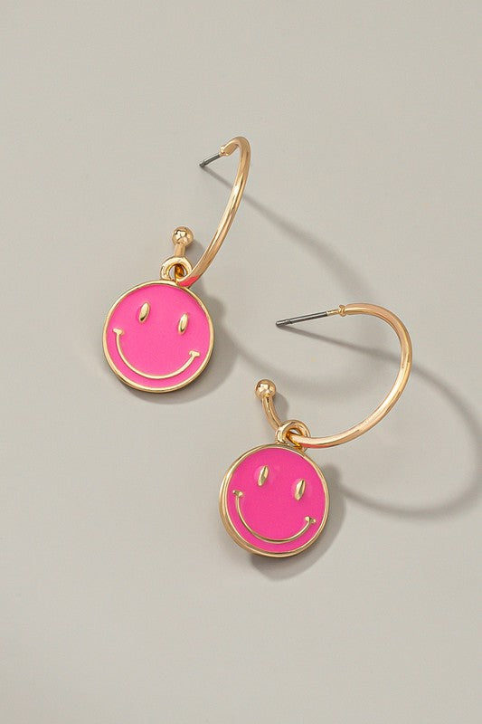 Smiley Face Hoop Earrings