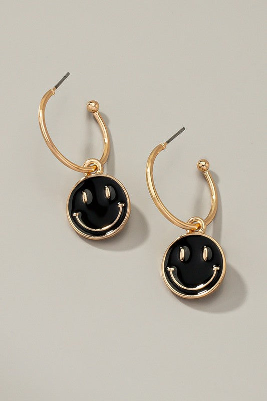 Smiley Face Hoop Earrings