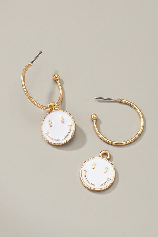 Smiley Face Hoop Earrings