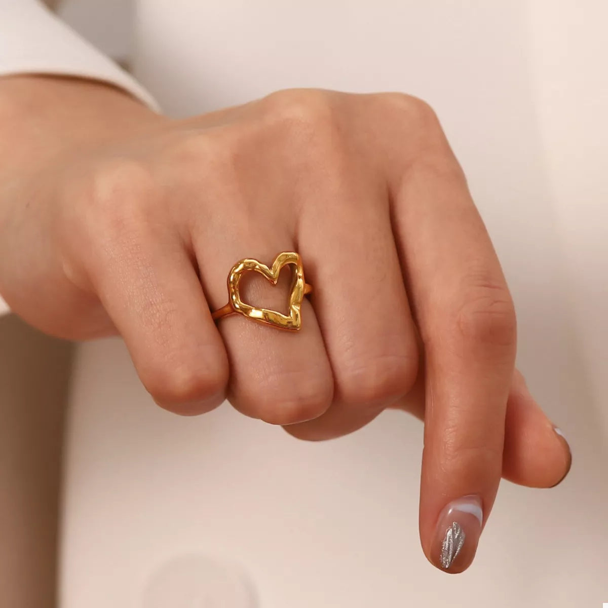 18K Gold-Plated Heart Ring - alternate ring view