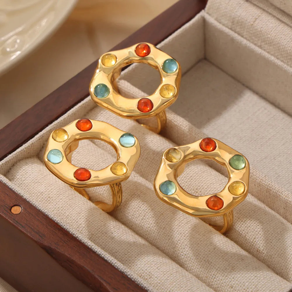 Titanium Steel Glass Bead Ring - alternate ring view
