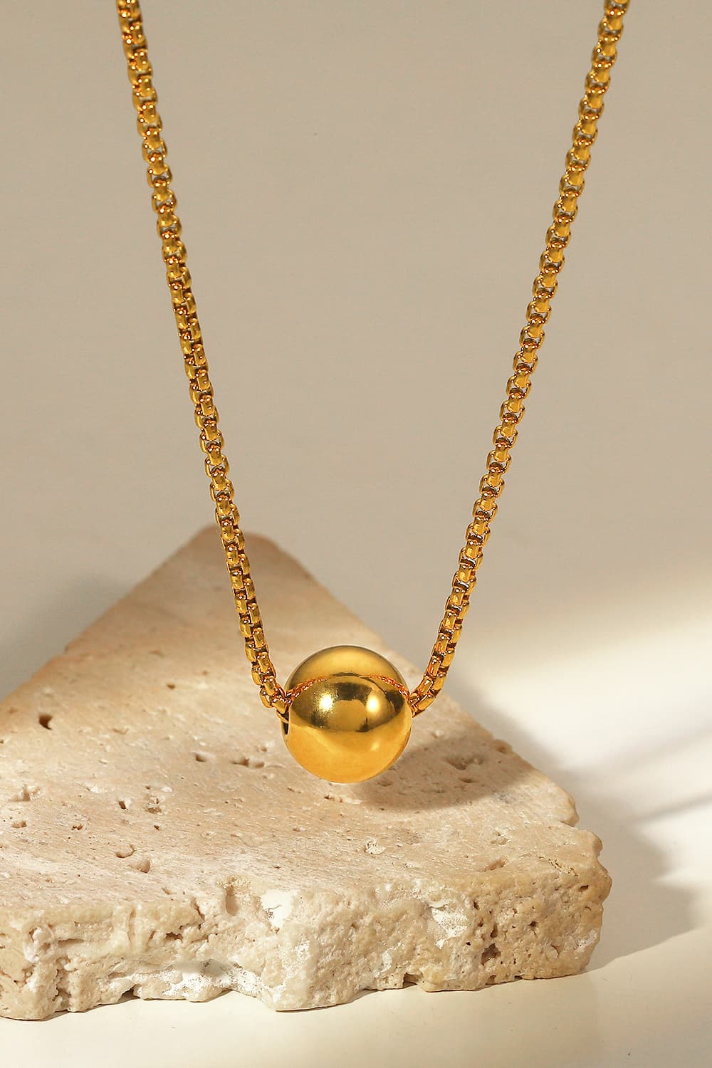 18K Gold-Plated Round Shape Pendant Necklace - alternate necklace view