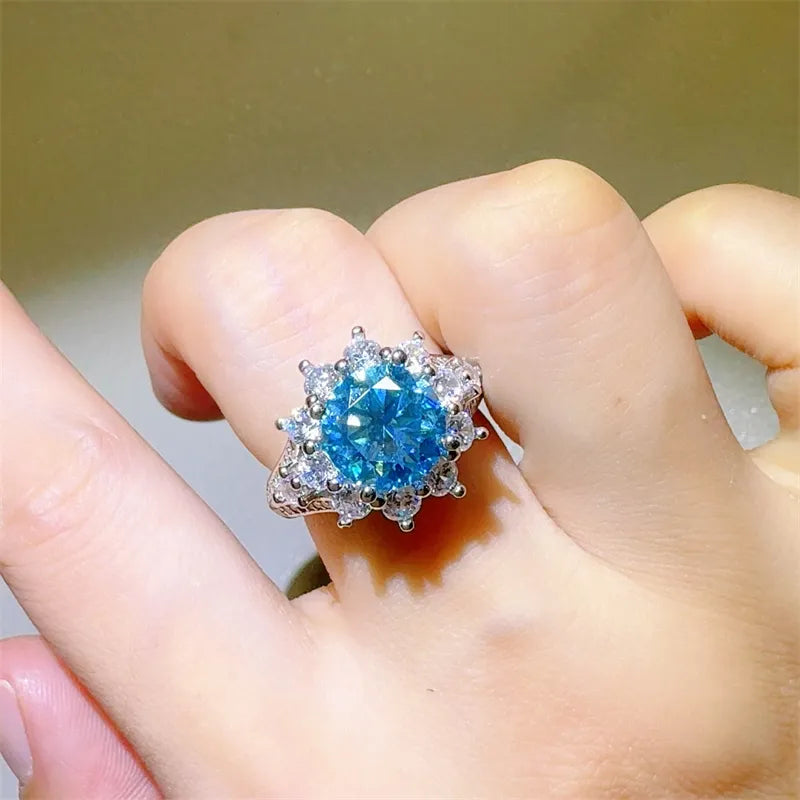 3 Carat Moissanite Zircon Sterling Silver Ring in Silver - women's ring