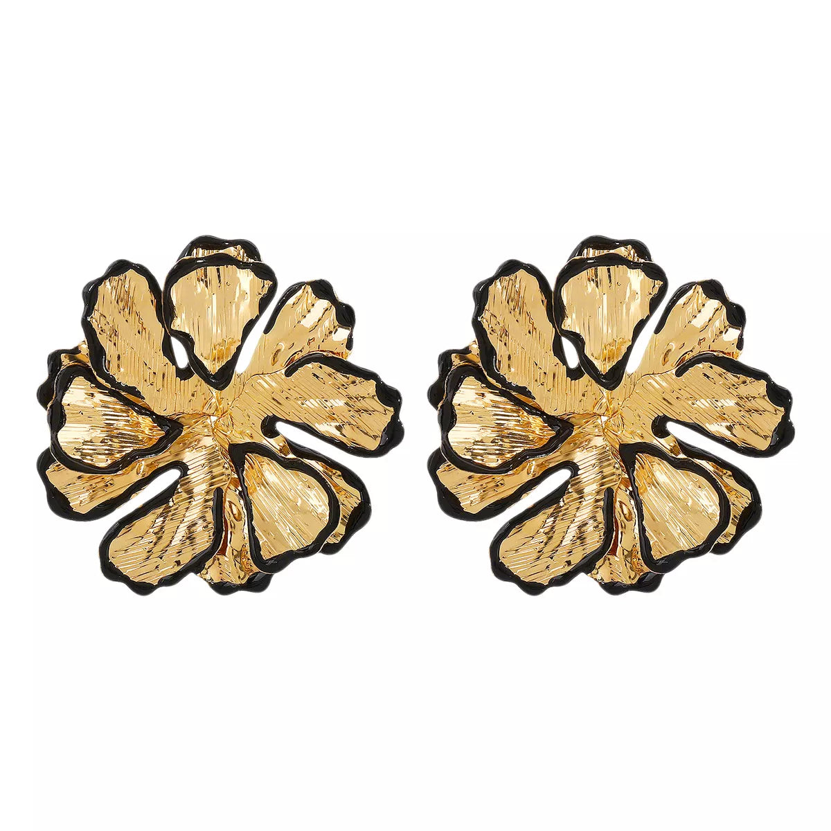 18K Gold-Plated Flower Stud Earrings - alternate earring view