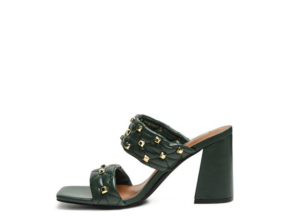 Stud Embellished Block Sandals