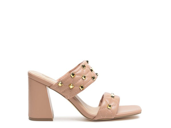 Stud Embellished Block Sandals