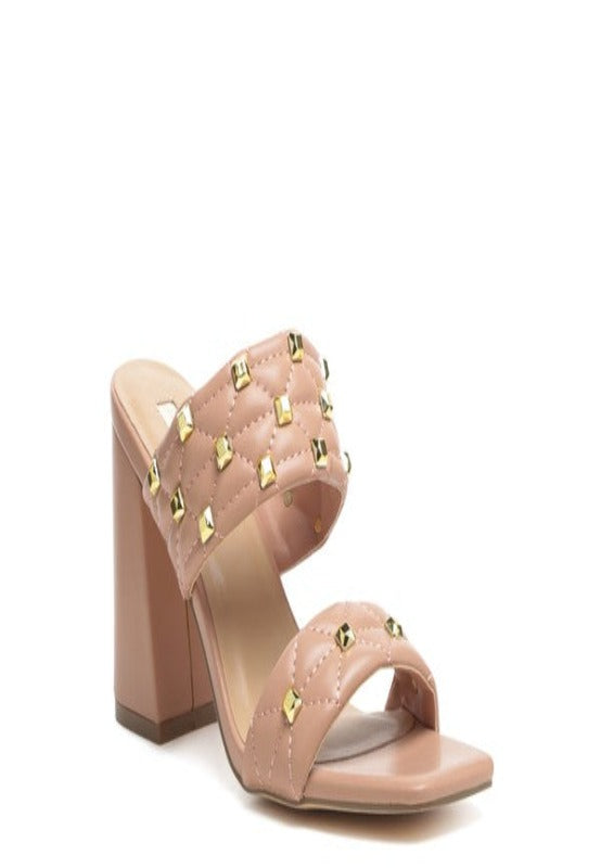 Stud Embellished Block Sandals