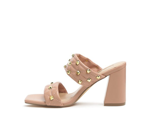 Stud Embellished Block Sandals