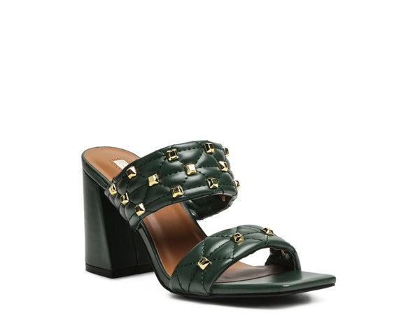 Stud Embellished Block Sandals