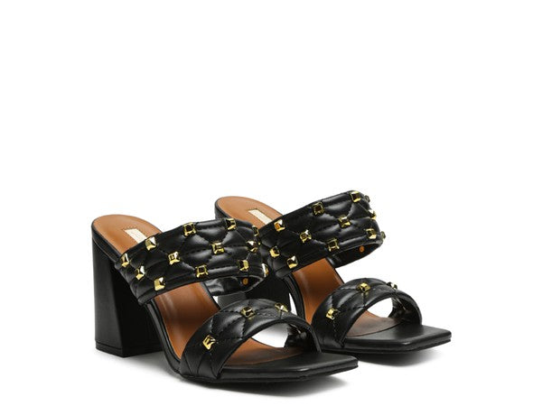 Stud Embellished Block Sandals